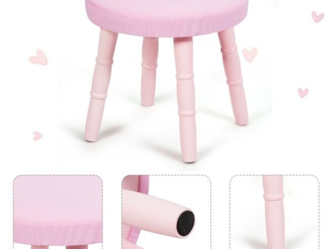 Children's Dressing Table with Drawer and Stool Girls' Makeup Table White