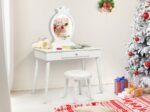 Children's Dressing Table with Drawer and Stool Girls' Makeup Table White