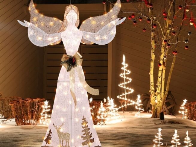 Christmas Angel Lighted 150cm 3D Glitter 100 Halo Lights
