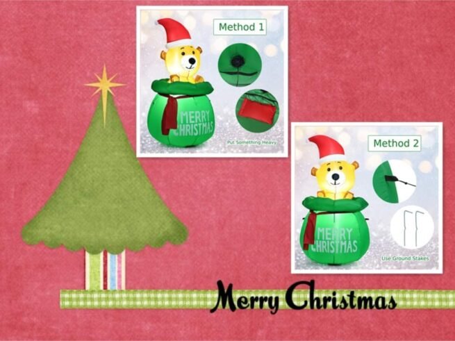 1.5M Inflatable Christmas Bear LED Light Fan Waterproof Fabric