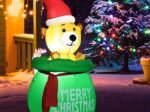1.5M Inflatable Christmas Bear LED Light Fan Waterproof Fabric