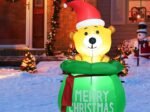 1.5M Inflatable Christmas Bear LED Light Fan Waterproof Fabric