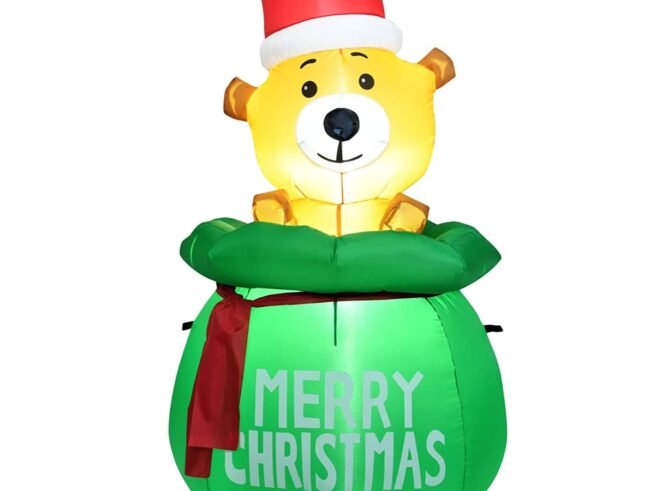 1.5M Inflatable Christmas Bear LED Light Fan Waterproof Fabric