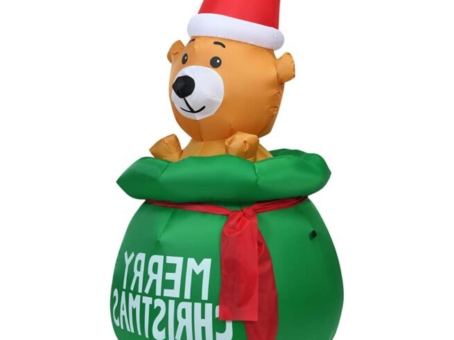 1.5M Inflatable Christmas Bear LED Light Fan Waterproof Fabric