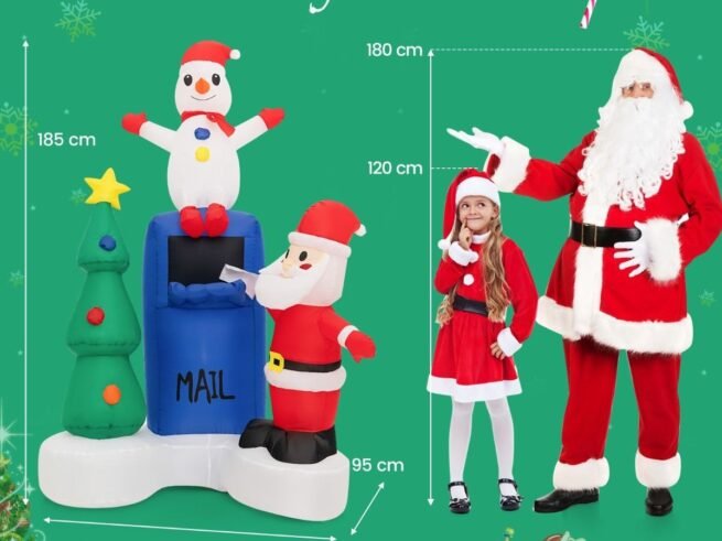 Inflatable Christmas Tree Santa Claus Decoration LED Lights 185cm