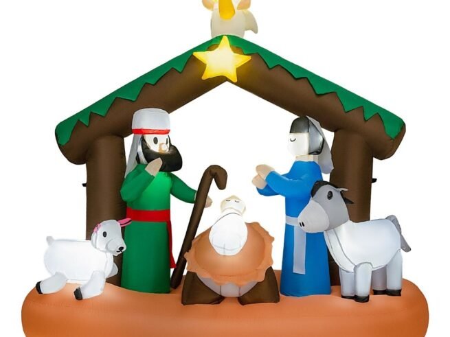 Inflatable Christmas Decoration Jesus Birth Scene with 7 Built-in LED Lights