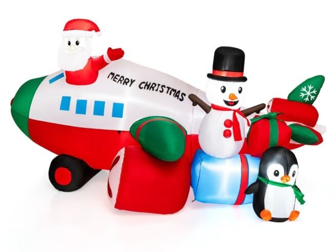 Inflatable Christmas Santa Claus in Helicopter Decoration