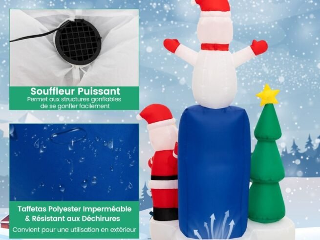 Inflatable Christmas Tree Santa Claus Decoration LED Lights 185cm