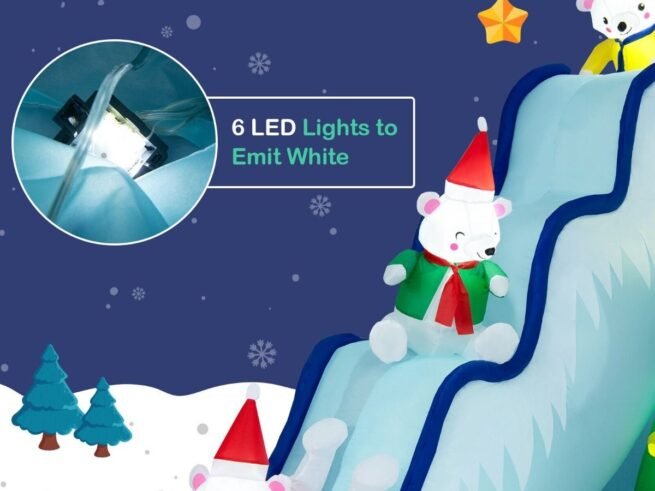 Inflatable Christmas Decoration 3 Polar Bears Slide LED Lights