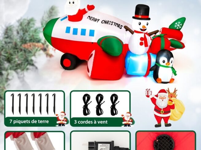 Inflatable Christmas Santa Claus in Helicopter Decoration