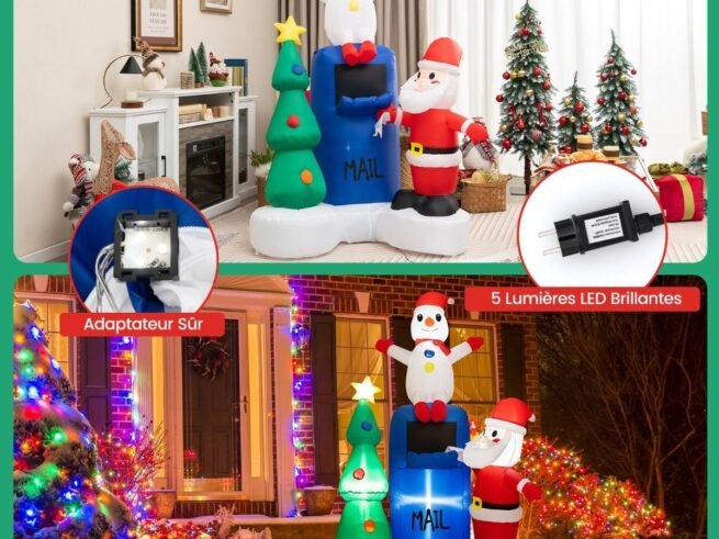 Inflatable Christmas Tree Santa Claus Decoration LED Lights 185cm