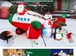 Inflatable Christmas Santa Claus in Helicopter Decoration
