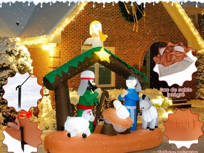 Inflatable Christmas Decoration Jesus Birth Scene with 7 Built-in LED Lights
