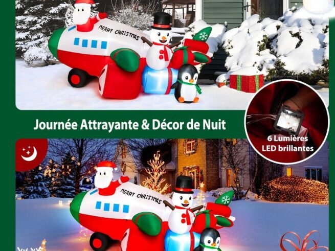 Inflatable Christmas Santa Claus in Helicopter Decoration