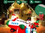 Inflatable Christmas Santa Claus in Helicopter Decoration