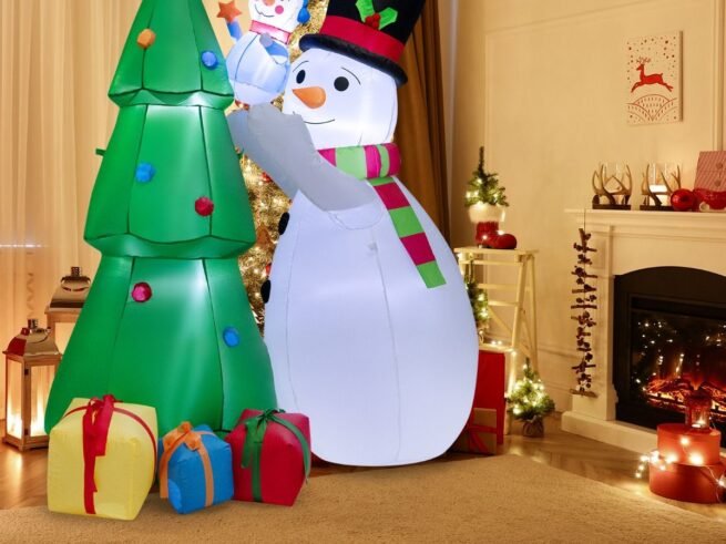 Inflatable Christmas Tree Snowmen Decorations 180cm LED Lights