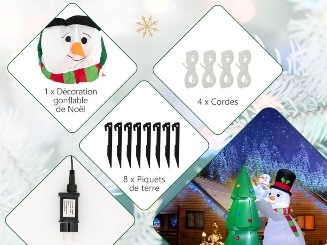 Inflatable Christmas Tree Snowmen Decorations 180cm LED Lights