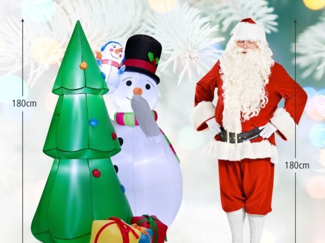 Inflatable Christmas Tree Snowmen Decorations 180cm LED Lights