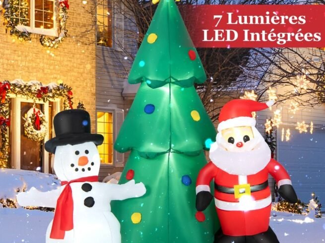 Inflatable Christmas Tree Santa Claus Decorations 180cm LED Lights