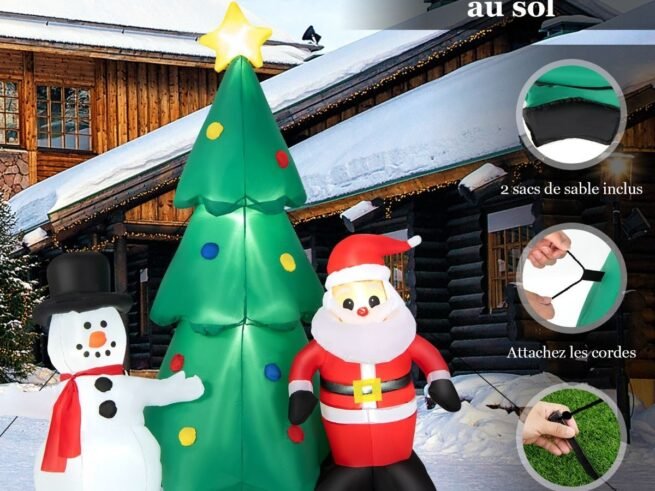 Inflatable Christmas Tree Santa Claus Decorations 180cm LED Lights