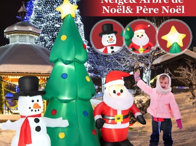 Inflatable Christmas Tree Santa Claus Decorations 180cm LED Lights