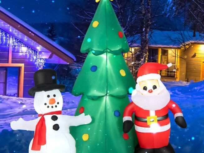 Inflatable Christmas Tree Santa Claus Decorations 180cm LED Lights