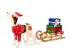 Pre-lit Lighted Christmas Dog Sleigh Gift Boxes Combo Decoration