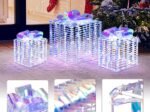 3 Iridescent Christmas Gift Boxes 156 Cool White LED Lights