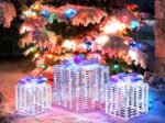 3 Iridescent Christmas Gift Boxes 156 Cool White LED Lights