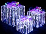 3 Iridescent Christmas Gift Boxes 156 Cool White LED Lights