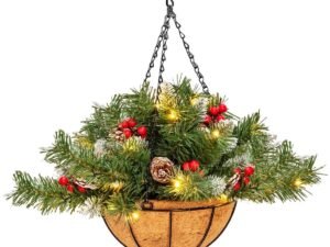Pre-Lit Artificial Christmas Hanging Basket 30 LED Lights