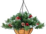 Pre-Lit Artificial Christmas Hanging Basket 30 LED Lights