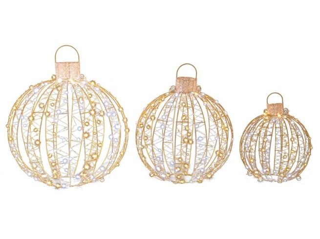 3 Decorative LED Christmas Balls 180 Warm and 180 White Light