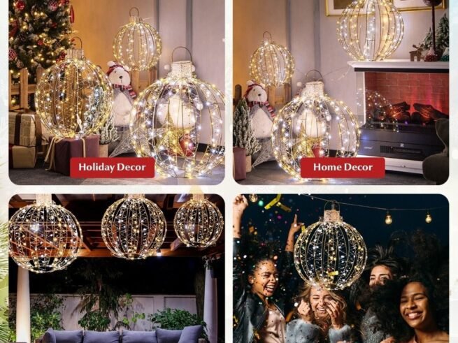 3 Decorative LED Christmas Balls 180 Warm and 180 White Light