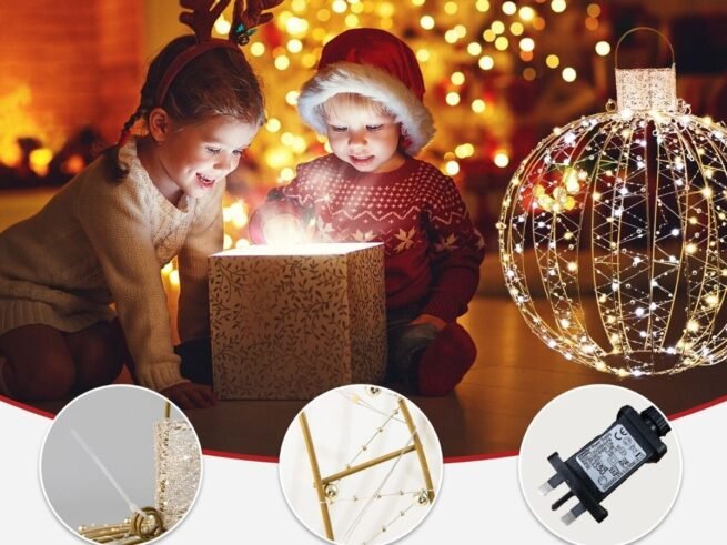 3 Decorative LED Christmas Balls 180 Warm and 180 White Light