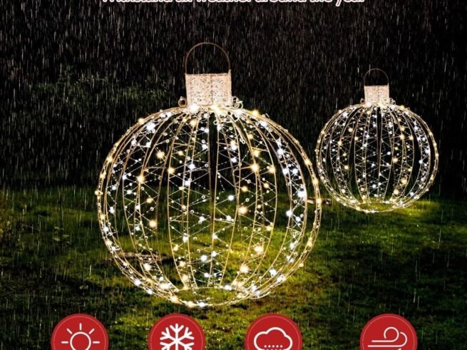 3 Decorative LED Christmas Balls 180 Warm and 180 White Light