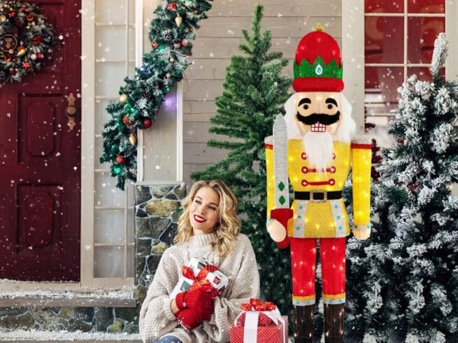 Christmas Nutcracker Soldier Light-Up Life-Size Figurine 166cm LED Lights
