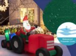 Inflatable Christmas Santa Claus Driving a Tractor with Gifts and LED Lights