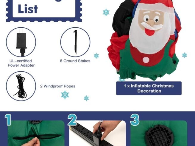 Inflatable Christmas Santa Claus Driving a Tractor with Gifts and LED Lights