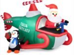 Inflatable Santa Claus with Helicopter with LED Lights for Indoor Outdoor 190cm