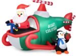 Inflatable Santa Claus with Helicopter with LED Lights for Indoor Outdoor 190cm
