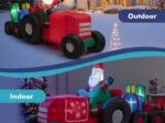 Inflatable Christmas Santa Claus Driving a Tractor with Gifts and LED Lights