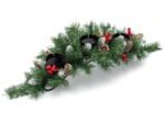 Artificial Christmas Centerpiece 3 Candle Holders Tabletop