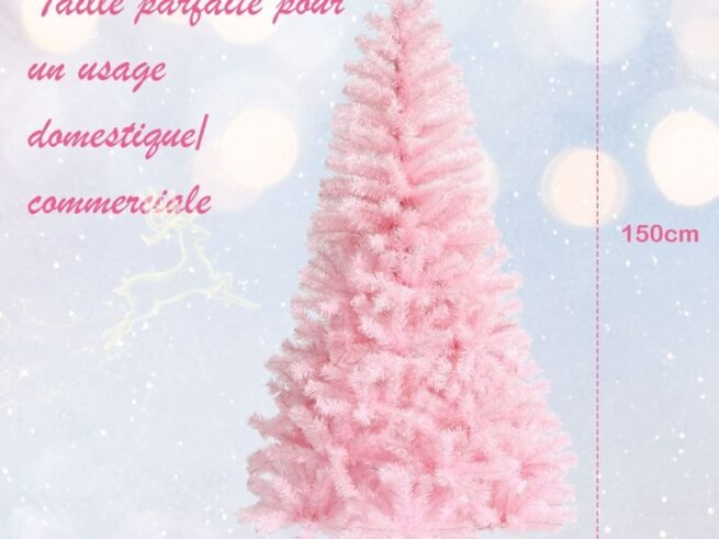 Artificial Christmas Tree 150 cm Glitter Pink Color with Metal Base