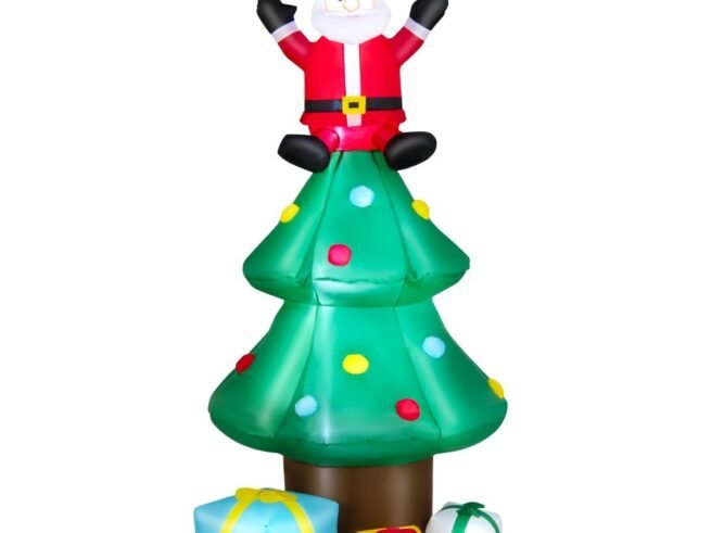 Inflatable Christmas Tree Santa Claus LED Lights 210cm Decoration for Indoor/Outdoor