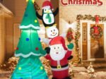 Inflatable Christmas Tree Santa Claus Snowman and Penguin 266cm Light