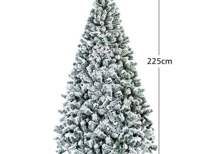 Artificial Snowflake Christmas Tree 225CM with Hinges Metal Stand