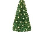 Illuminated Artificial Christmas Tree 180cm White Stars Fiber Optic and 8 Lighting Modes