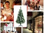 Hinged Artificial Christmas Tree 120cm Iridescent Pine Needles Metal Stand