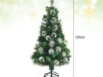 Hinged Artificial Christmas Tree 120cm Iridescent Pine Needles Metal Stand